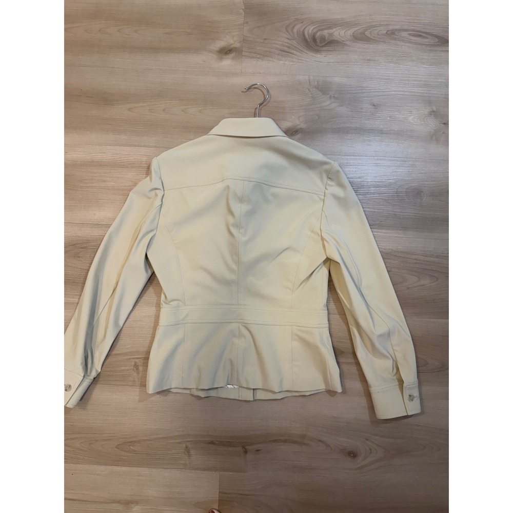 Elie Tahari Button Down Shirt Beige 6 Women Fitted Lycra Stretch Workwear - Picture 13 of 14